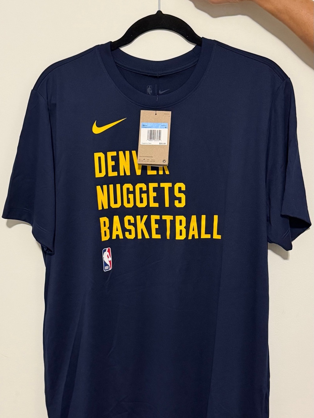 Nike Navy Denver Nuggets Crewneck with Yellow Lettering